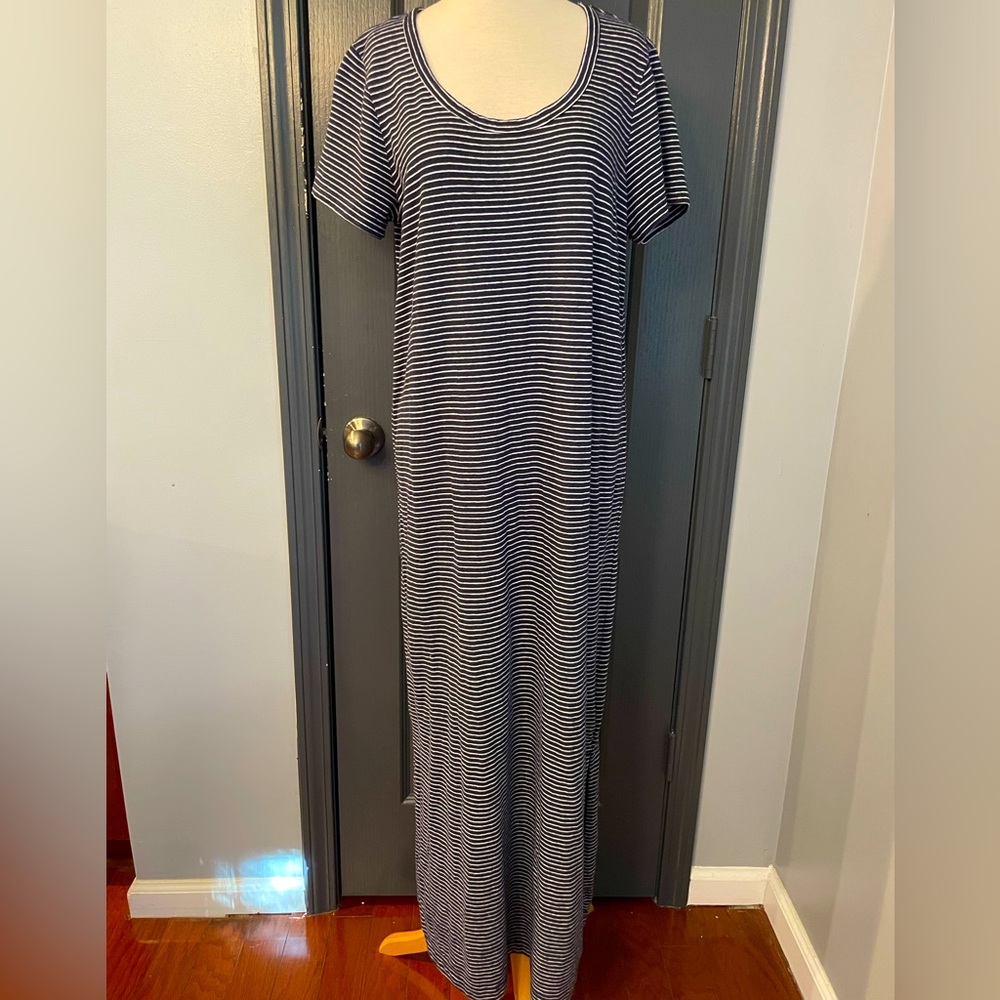 Old Navy Beachy Nautical Striped Navy & White Maxi Dress - Picture 2 of 5